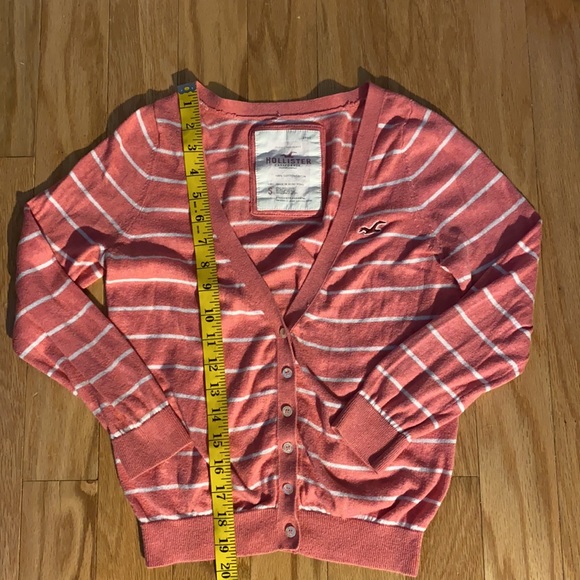 Hollister cardigan pink and white stripe button up - Picture 10 of 12